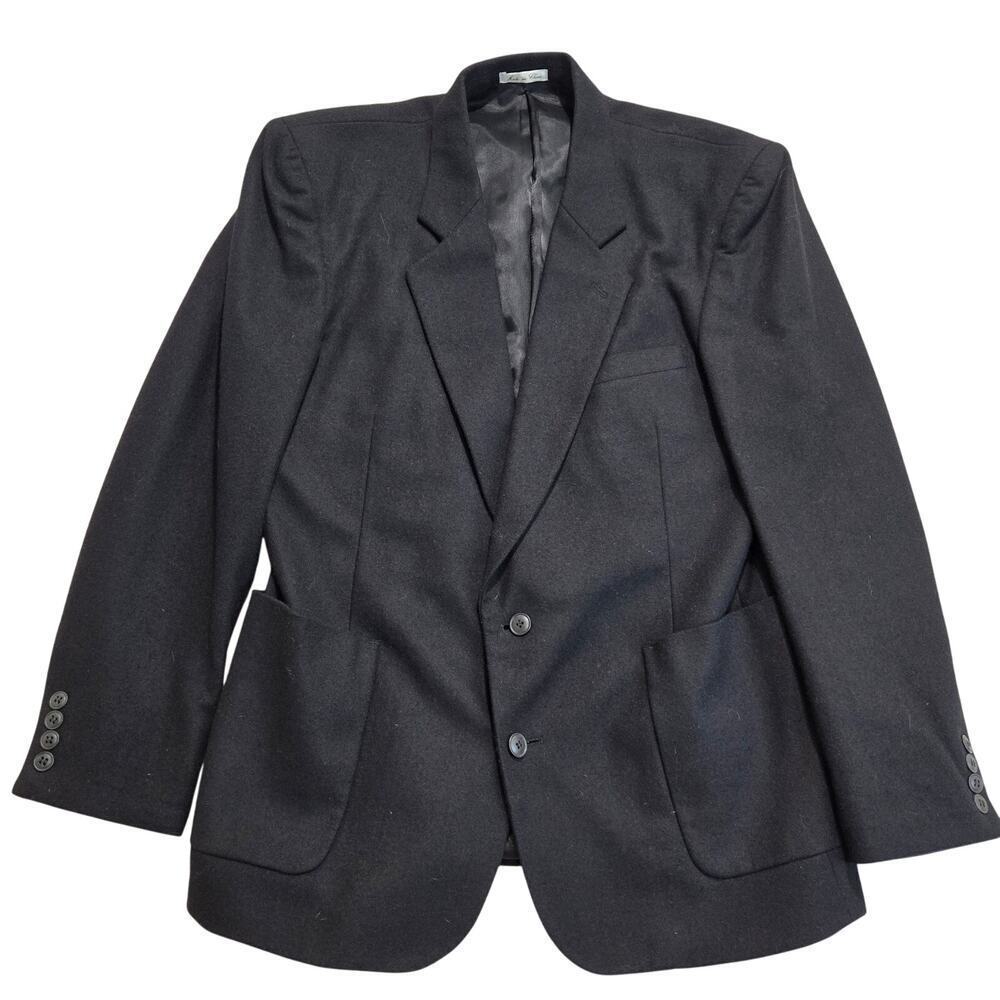 Vtg Cellini Collection Men's Wool Cashmere Blend Blazer 2-button Black Sz 40R